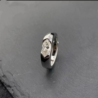Bague en Argent S925 Moissanite Taille Marquise 1 Carat Simple, Chic et Haut de Gamme pour Couples