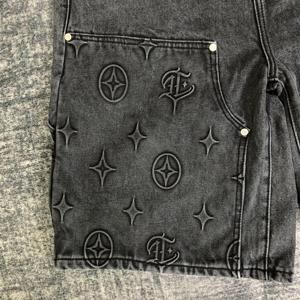 DENIMGUYS Pantalones Cortos <span class=keywords><strong>de</strong></span> Mezclilla Personalizados con Relieve 3D para Hombre, Estilo Urbano, Holgados, Tipo Jorts, <span class=keywords><strong>de</strong></span> <span class=keywords><strong>Trabajo</strong></span>, Estilo Carpintero - Product Image 4