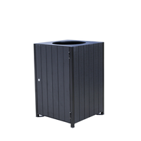 Poubelle extérieure simple en plastique imitation bois, de taille moyenne, pour rues, parcs et collectes de déchets commerciaux