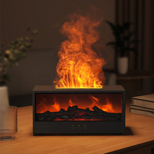 Difusor de aceite esencial de llama 3D Humidificador de luz de llama de chimenea de 150ml con temporizador, luz nocturna LED de 7 colores y control remoto - Product Image 3