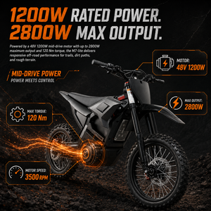 Moto tout-terrain <span class=keywords><strong>électrique</strong></span> M7-lite pour adultes, batterie amovible 48V 20Ah, moteur central 1200W, puissance maximale 2800W, <span class=keywords><strong>couple</strong></span> de 120 <span class=keywords><strong>Nm</strong></span> - Product Image 2