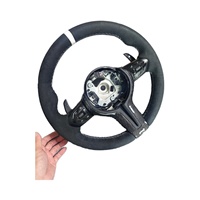 Volant sport en cuir perforé noir personnalisé F10 F30 avec fibre de carbone, forme en D, 3 branches, avec LED J Auto 2024