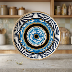 <b>Wood</b> and Enamel Serving Tray 37.5cm - Product Image 2