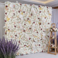 Dinding Bunga Buatan Gradasi Merah Muda Putih Mawar, Dinding Bunga Mawar Gradasi Merah, Dinding Bunga Hydrangea, Kartu Punch Merah