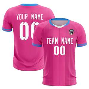 Camisetas/Conjuntos de Fútbol Personalizados con Rayas Clásicas Rosas - Product Image 1