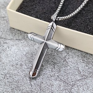 yunnique Stainless Steel <b>Cross</b> Pendant Geometric Design Asymmetry Fashion Necklace For <b>Men</b> And Women Gift Jewelry - Product Image 2