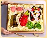 Boîte d'emballage de fruits en carton doré portable de luxe IMEE, pour 8 à 10 kg, avec couvercle transparent et ruban pour les fruits