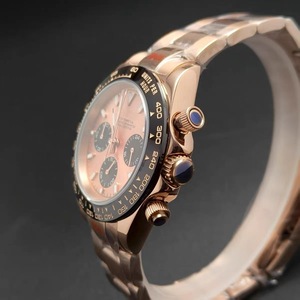 Reloj cronógrafo de cuarzo para hombre de 39 mm, caja de acero macizo en oro rosa con cristal de zafiro, impulsado por movimiento VK63 - Product Image 3