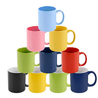Mug à café en porcelaine émaillée colorée de 330 ml (11 oz), tasse en céramique classique multicolore avec poignée pour thé, latte, café