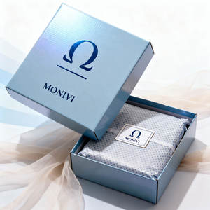 Boîtes cadeaux de luxe en carton rigide avec <span class=keywords><strong>film</strong></span> de lamination brillant, couvercle et base amovibles, pour foulards, bougies, sous-vêtements, avec emballage et autocollant - Product Image 1