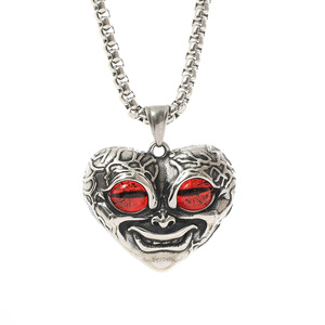 Collier unisexe en acier titane avec pendentif visage de Satan et œil porte-bonheur, design géométrique, couleurs rouge, bleu, vert, jaune – Collier de puissance - Product Image 5