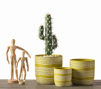 Pot de fleurs en céramique terracotta bohème avec trous de drainage, finition émaillée noir et blanc, cadeaux pour les amateurs de plantes