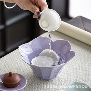 Support à théière en céramique en forme de lotus, design rétro en porcelaine, pour servir le thé et les fruits - Product Image 4