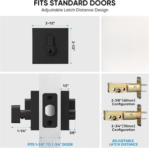 Cerradura de Alta Seguridad Impermeable Antirrobo de Aleación de Zinc Negro Mate, Cilindro Único Cuadrado, Grado ANSI 3, 3 Llaves, para Hogar/Hotel - Product Image 5