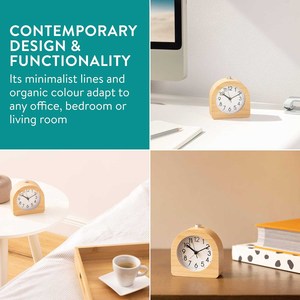 Sveglia Analogica in Legno Personalizzata - <span class=keywords><strong>Orologio</strong></span> Semirotondo a Batteria Silenzioso <span class=keywords><strong>con</strong></span> Pulsante Snooze e Luce - Product Image 6