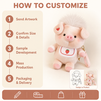 Peluche Cochon avec Bavoir Fraise et Cheveux Moelleux, Sac à Dos en Peluche Douce Pêche