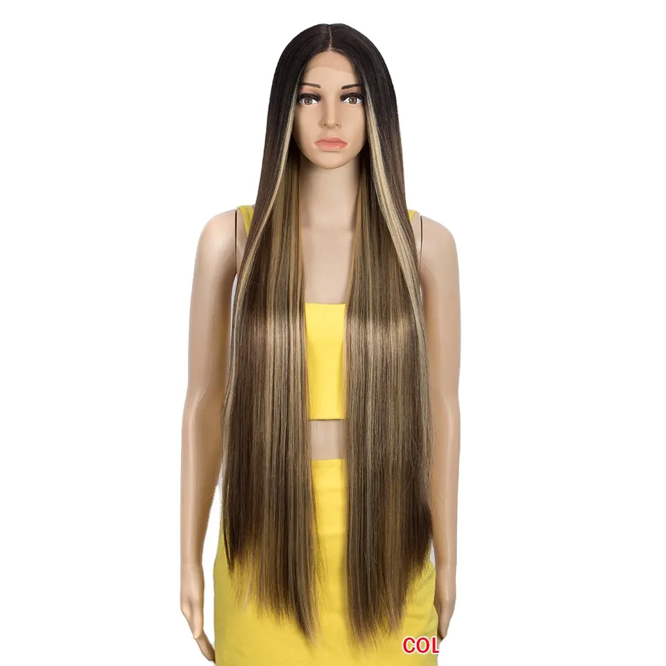 Hair Extension Swiss Lace Long Middle Part Synthetic Lace Wigs Heat Resistant 150% 180% Density High Temperature Straight Wigs