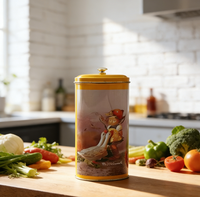 Boîte en métal ovale imprimée offset JH, très vendue, avec poignée, pour café, thé, pâtes, spaghetti, pain, sandwichs