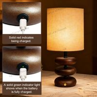 Lampe d'ambiance LED moderne et écologique avec base en bois de caoutchouc empilable, lumière douce et chaude, lampe de table décorative pour chambre à coucher, salon, maison