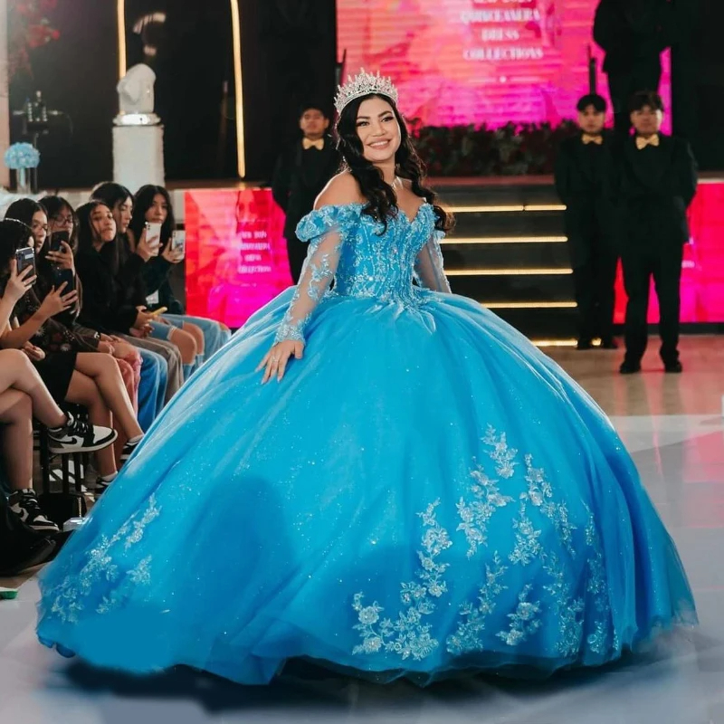 Mumuleo Aqua Blue Princess Quinceanera Dress - Ball Gown