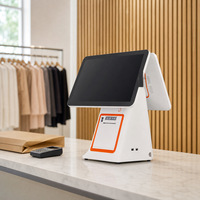 Terminal POS Layar Ganda 15.6 Sentuh Kapasitif Mesin Kasir Putih Windows I5 8GB Printer Thermal 58mm Terintegrasi Wi-Fi 6 POS