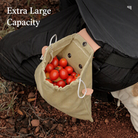 Sac de cueillette et de collecte en toile à cordon de serrage, à porter à la taille, pour le camping, la randonnée, les expéditions et la cueillette sauvage en extérieur