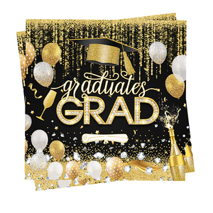 Decoraciones para Fiesta de Graduación en Negro y Dorado 2026, Juego de Vajilla Desechable Ecológico, Servilletas, Artículos para Fiesta de Graduación - Product Image 4