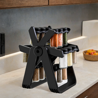Organisateur de rangement rotatif pour épices, rotation à 360 degrés type grande roue, avec 18 bocaux en verre, pour comptoir
