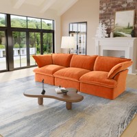 VOXHOME Vente en gros de canapés modulaires confortables en velours orange pour salon, style nordique, 3, 4, 5, 6, 7 places