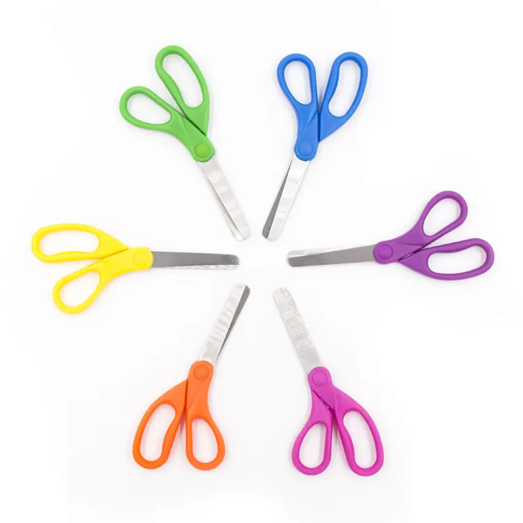 hot sale online multi color kids safety scissors multi-colors plastic handle blunt tips for kids