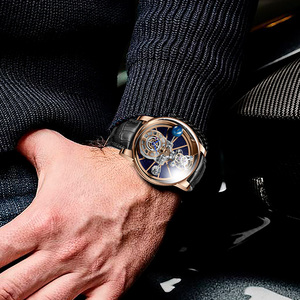 Montre pour homme de style céleste non rotative, verre saphir, bracelet en cuir, résistante à l'eau 3ATM - Product Image 4