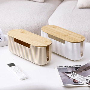 Caja organizadora de cables, tipo rectangular, para almacenamiento de regletas de alimentación con tapa para gestión de cables de escritorio - Product Image 4