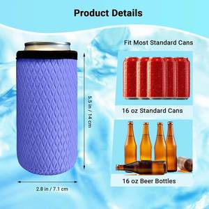 Manchons isothermes réutilisables en néoprène de 16 oz, motif diamant, doux et antidérapants, pour canettes de bière et de hard seltzer - Product Image 4
