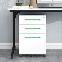 Meuble de rangement mobile en acier à 3 tiroirs, armoire à roulettes suspendue sous le bureau avec serrure pour le rangement de bureau - Offre Spéciale