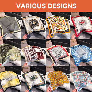 Écharpe en polyester respirante à imprimé floral numérique vintage, vente en gros, printemps-été, vente chaude, fond <span class=keywords><strong>vert</strong></span>, <span class=keywords><strong>satin</strong></span> - Product Image 4