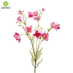 Fleurs artificielles QIHAO Cosmos, 5 têtes, rose, en soie, haute simulation, accessoires de décoration de mariage - Product Image 4