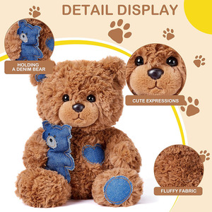 8739 Nuovo Stile Orsacchiotto di Peluche Morbido e Coccoloso Marrone con Jeans, Giocattoli di Peluche a Forma di Orso che Abbraccia, Regali di Natale per Bambini - Product Image 4
