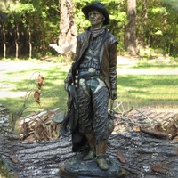 Décoration extérieure personnalisée, grande statue de cowboy à cheval de style antique, sculpture figurative en bronze coulé, aspect réaliste