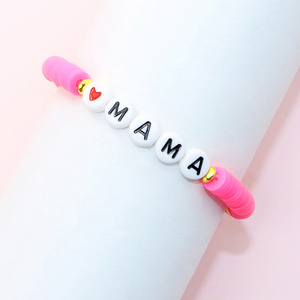 Cadeau de professeur coloré de Bohème personnalisé <span class=keywords><strong>Mon</strong></span> Friends inspiré Design <span class=keywords><strong>Bracelet</strong></span> de lettre en argile polymère avec perle de coeur - Product Image 6