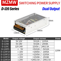 MZMW 30W-500W 5V 12V 24V 10V -12V -24V 15V SMPS CCTV transformateur de lumière LED double sortie multiple AC DC alimentation à découpage