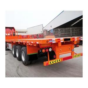 Made In China Huayue Brand 3 Axles Flatbed Truck Trailer 40 Feet Steel Lowbed Container Semi Trailer