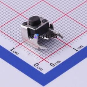 UK-B02124G50-AQ25Y Tactile Switch Bent Lead Through Hole,6x6mm Single Pole Single Throw Round Button 2.5N Right Angle Insert - Product Image 1