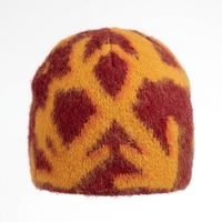Bonnet en tricot doux à motif jacquard abstrait personnalisé, bonnet chaud d'hiver en mélange d'alpaga, bonnet à revers, OEM ODM Vente en gros