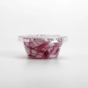 Contenedor de taza de salsa de restaurante de plástico desechable transparente biodegradable PLA/PET de 2oz 4oz con tapa taza de porción