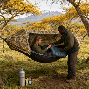 Grand hamac de camping familial avec espaces de couchage séparés et <span class=keywords><strong>moustiquaire</strong></span> partagée en nylon résistant - Product Image 2