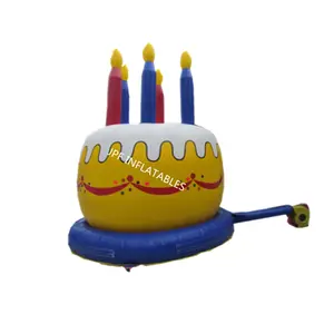 派对装饰用定制充气广告生日蛋糕，带蜡烛的充气蛋糕模型气球