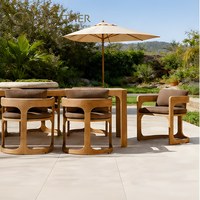 Meilleures ventes : Ensemble table et chaises pour hôtel, mobilier de villa, ensemble élégant de table et chaises en teck imperméable pour salle à manger extérieure et jardin