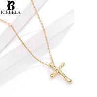 Colliers pendentifs croix texturés effet lave irrégulier vintage en argent 925 plaqué or 18 carats pour femmes - Vente en gros de bijoux fins tendance