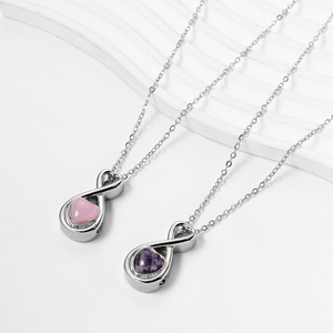 Amour Infinity Urne Collier pour Cendres Pierre Naturelle Incrusté Coeur Crémation Bijoux Bouteille De Parfum Cendres Titulaire Collier Mémorial - Product Image 4