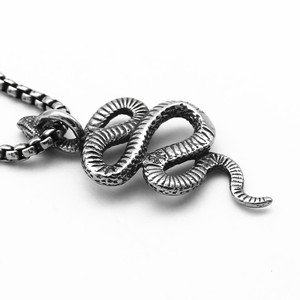 Yunnique-collar con colgante de serpiente de acero inoxidable para hombre y mujer, cadena de joyería de estilo Punk con signo del zodiaco animal, 316L - Product Image 2